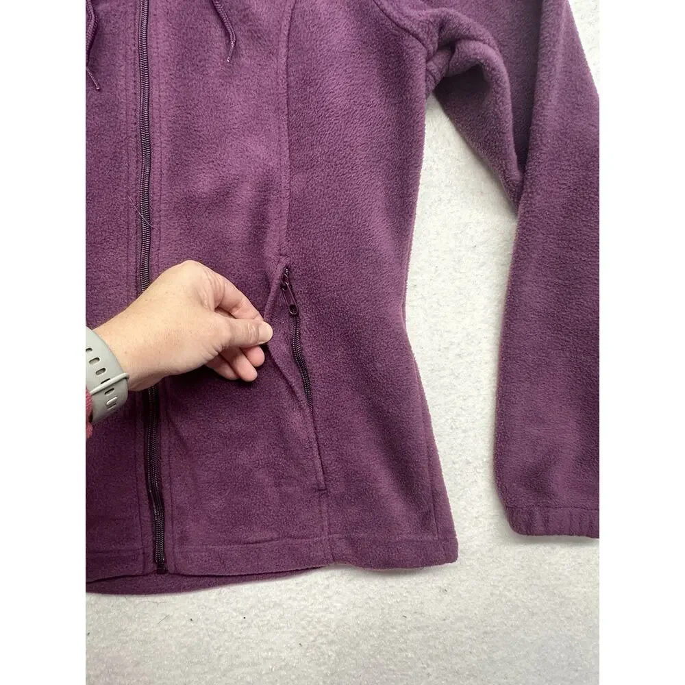 Columbia Womens Size M Fleece Full Zip Basic Jacket Hooded Polyester Purple - Picture 2 of 7